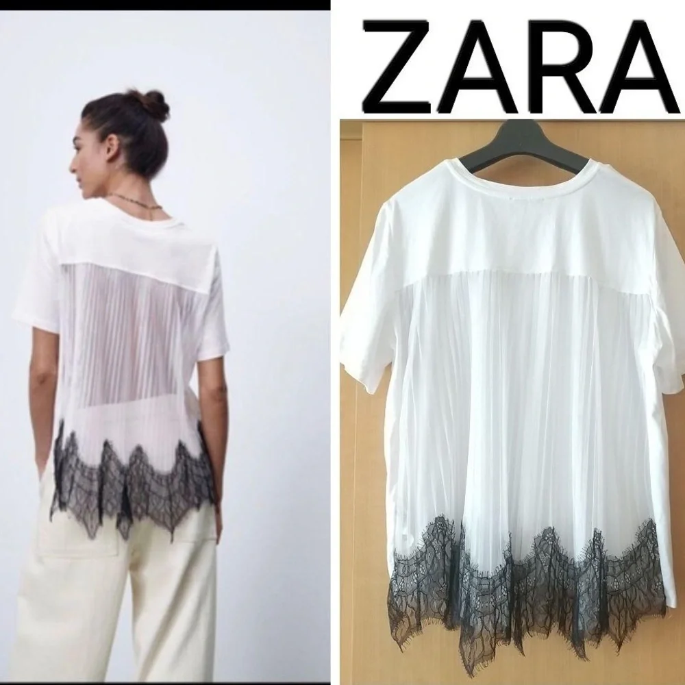 Zara White Short Sleeve Tee Sz M